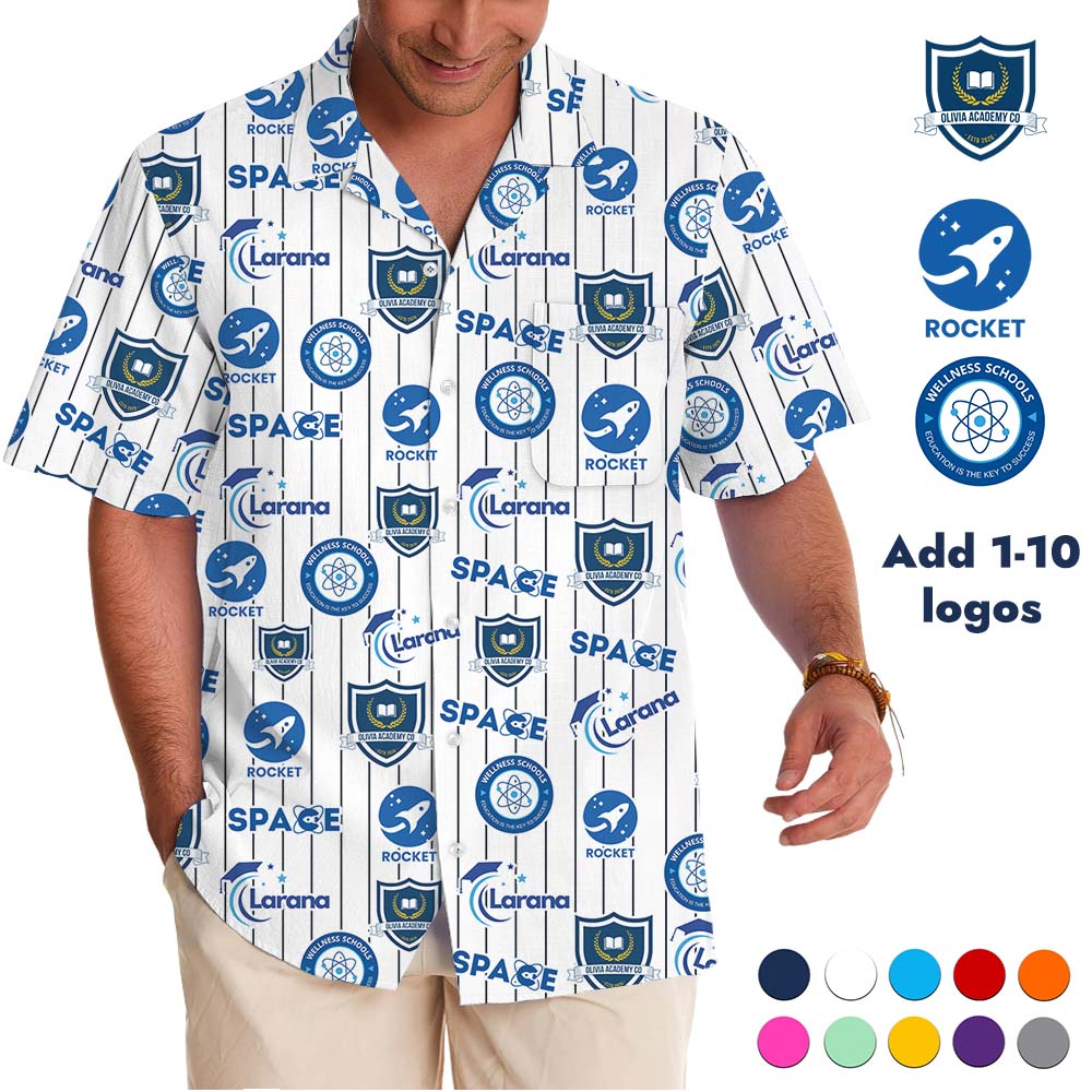 [Color + Logos] Custom Logo Hawaiian Shirt With Preview No Minimum
