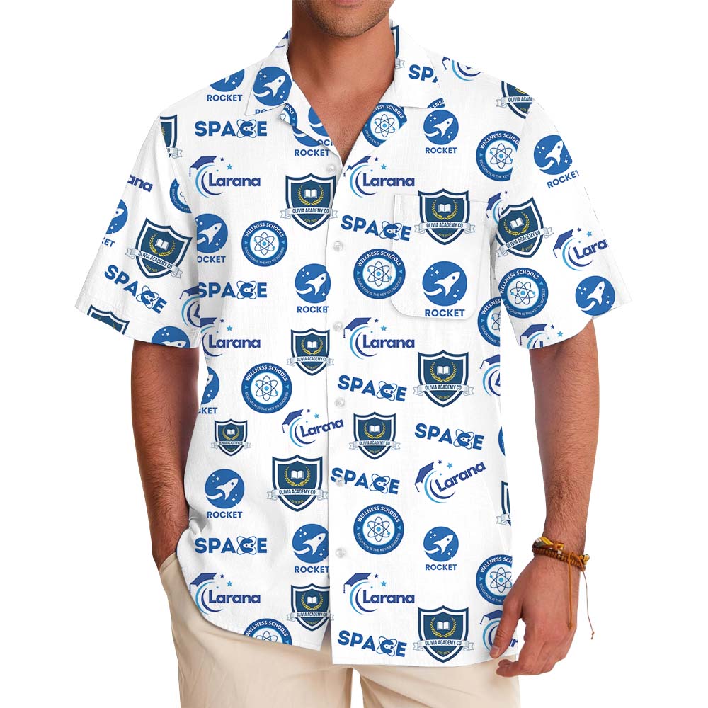 [Logo + Color] Custom Hawaiian Button Up Shirt With 1-10 Logos