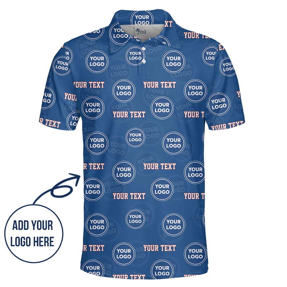 Personalized Beach Theme Polo Shirt With Multiple Logos