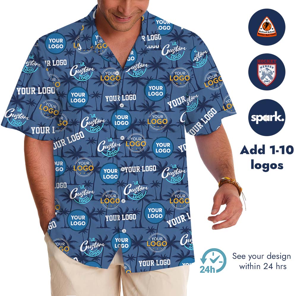 Custom Multiple Logo Palm Tree Hawaiian Shirt