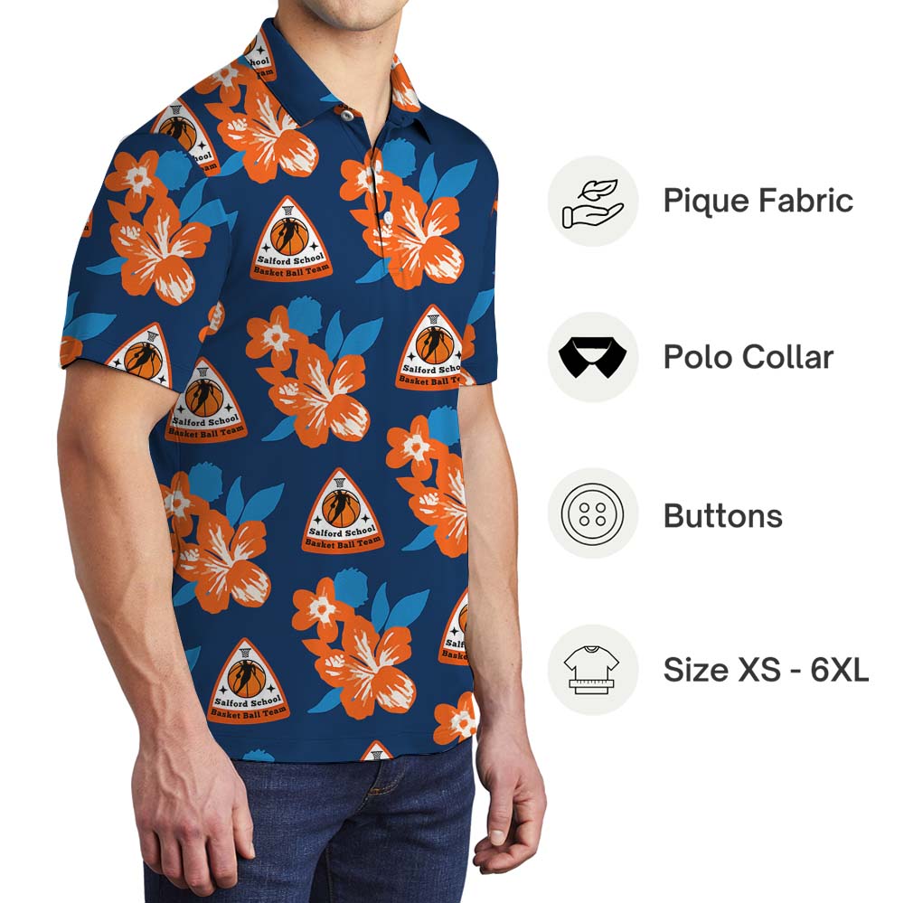 Custom Multiple Logo Floral Polo Shirt No Minimum