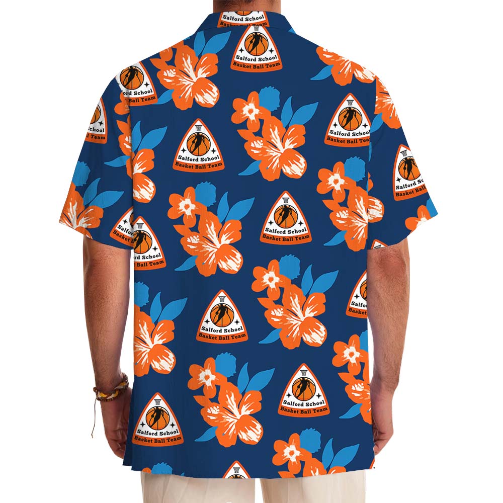 Orange Floral Custom Logo Hawaiian Shirt With Preview