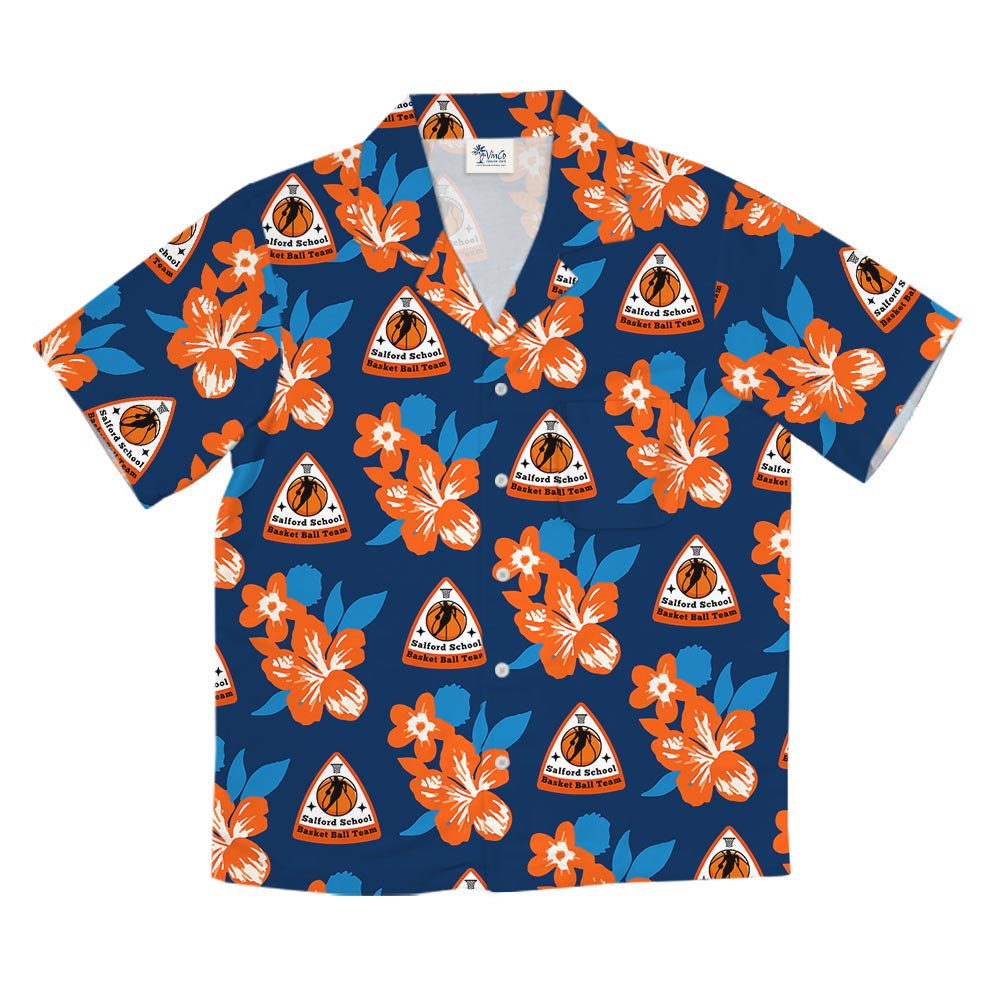 Orange Floral Custom Logo Hawaiian Shirt With Preview