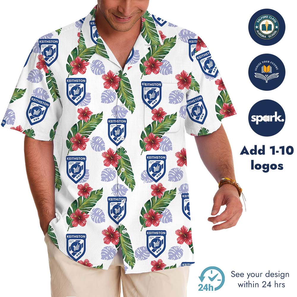Custom 1-10 Logos Floral Hawaiian Shirt With Preview