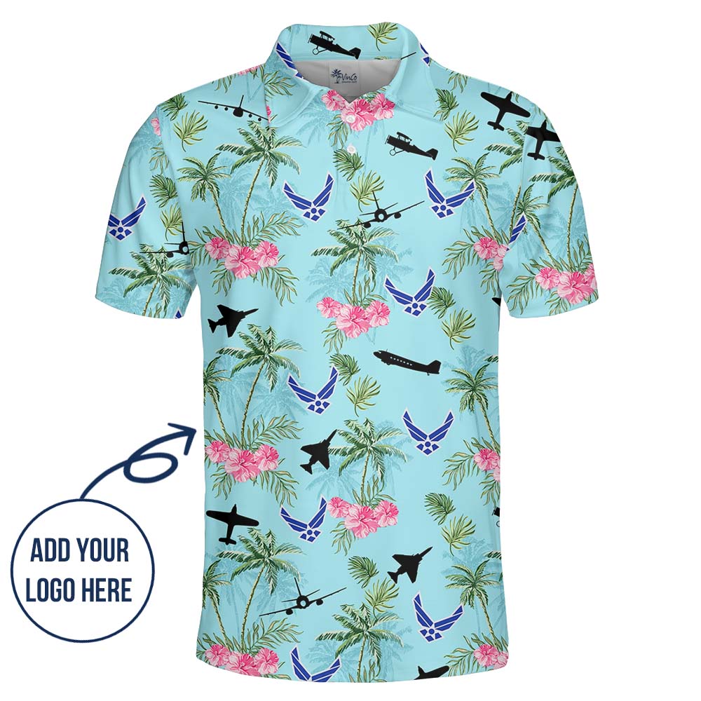 Air Force Beach Aloha Polo Shirt With Custom Logo