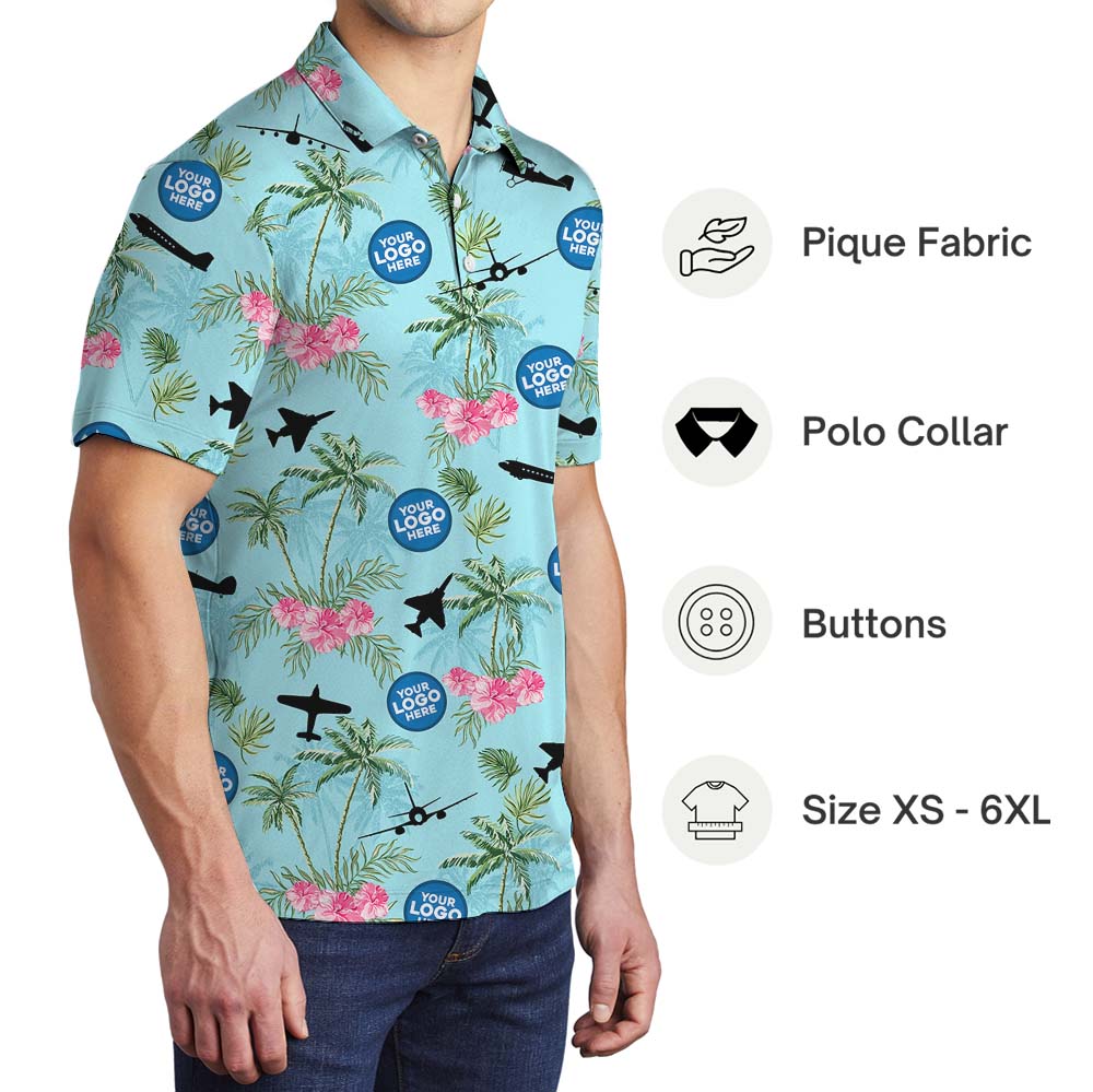 Air Force Beach Aloha Polo Shirt With Custom Logo