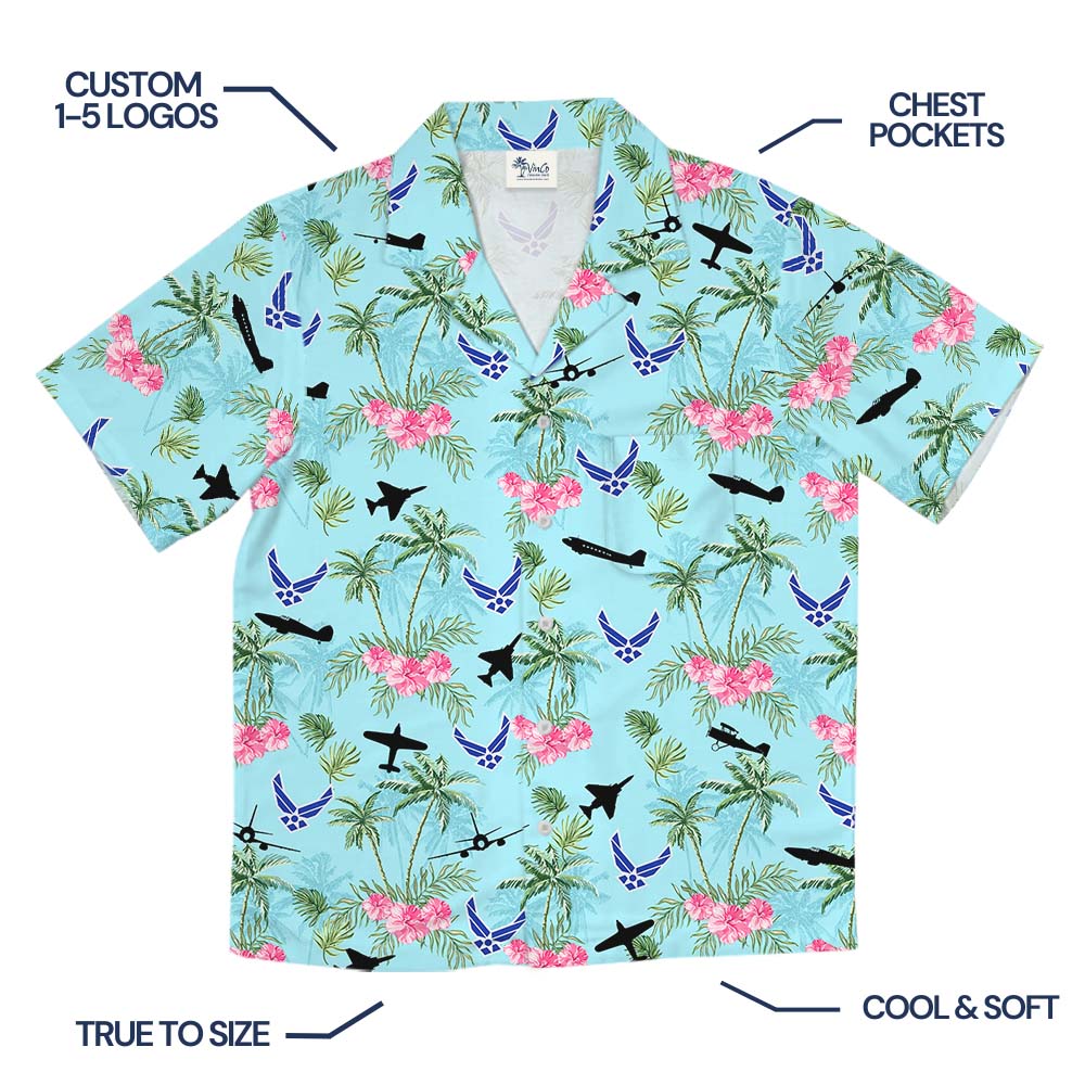 Custom Logo Beach Aloha Hawaiian Shirt For Air Force