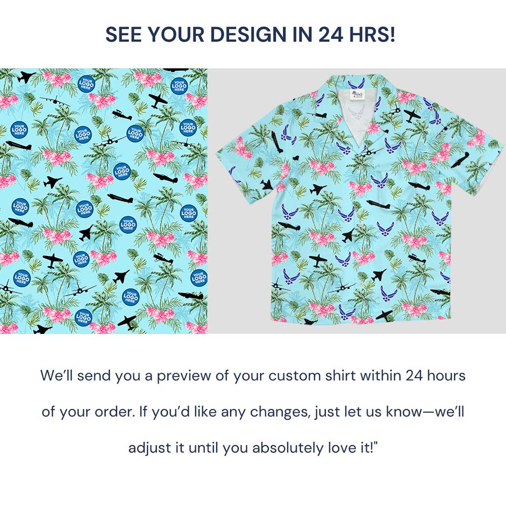 Custom Logo Beach Aloha Hawaiian Shirt For Air Force