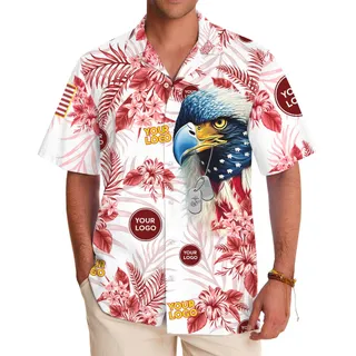 American Eagle Marine Corps Hawaiian Shirt With Logo