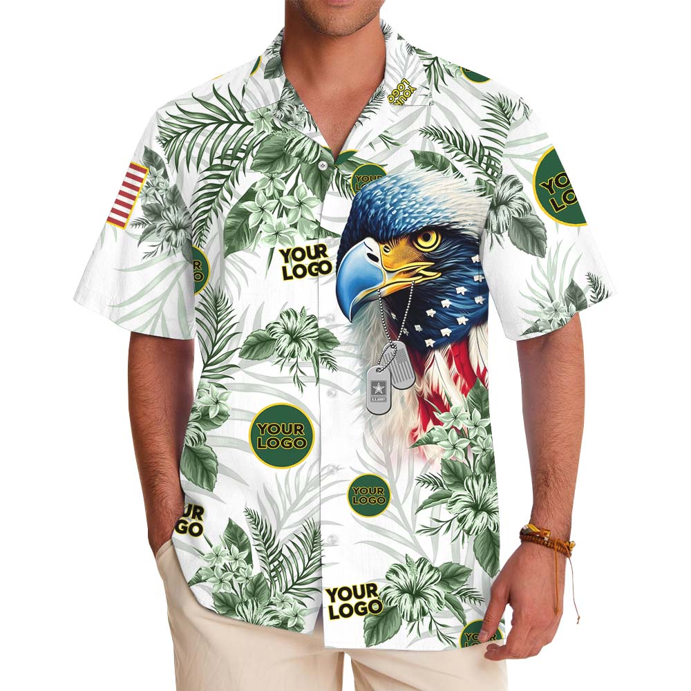 America Eagle Army Military Aloha Shirt With Custom Logo - variant image 1