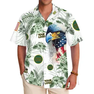 America Eagle Army Military Aloha Shirt With Custom Logo