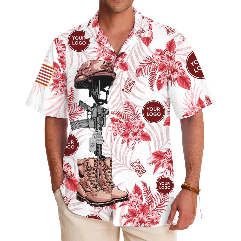 Custom Logo USMC Hawaiian Shirt With Preview - variant image 1