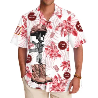 Custom Logo USMC Hawaiian Shirt With Preview