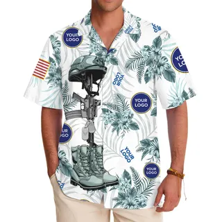 Custom Air Force Logo Button Up Shirt With Hibiscus Print