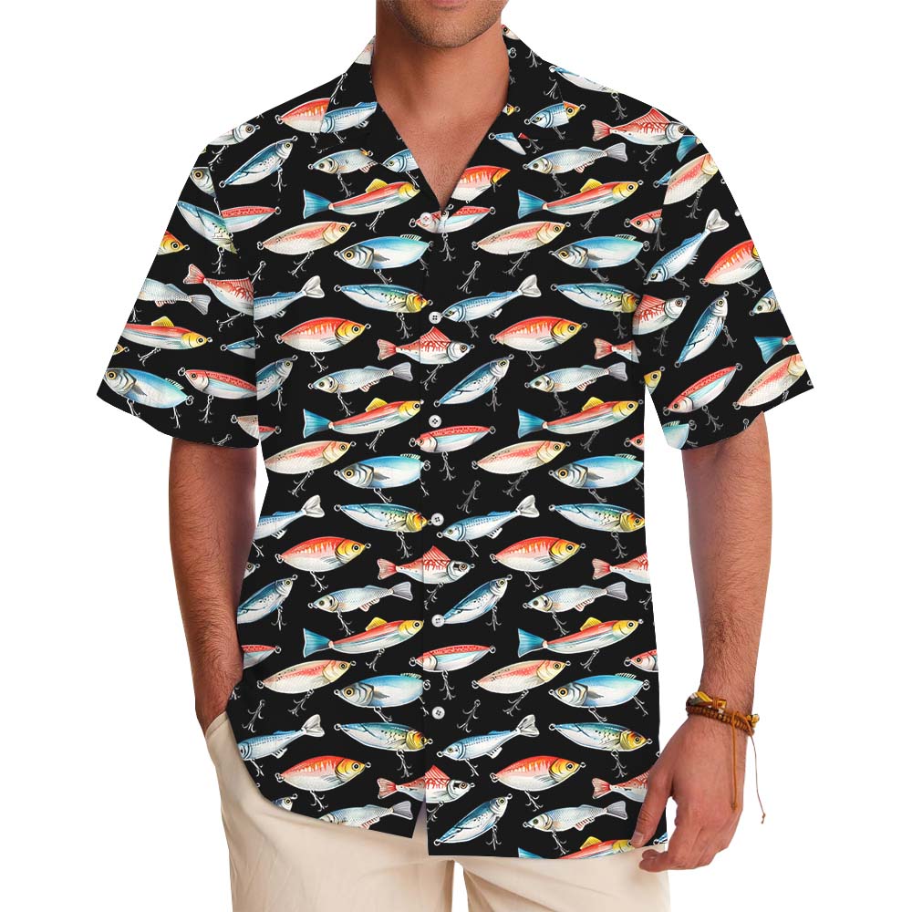 Fishing Lover Black Button Up Shirt - variant image 1