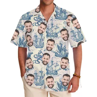Sailing Smiles Hawaiian Shirt With Custom Face Or Logo