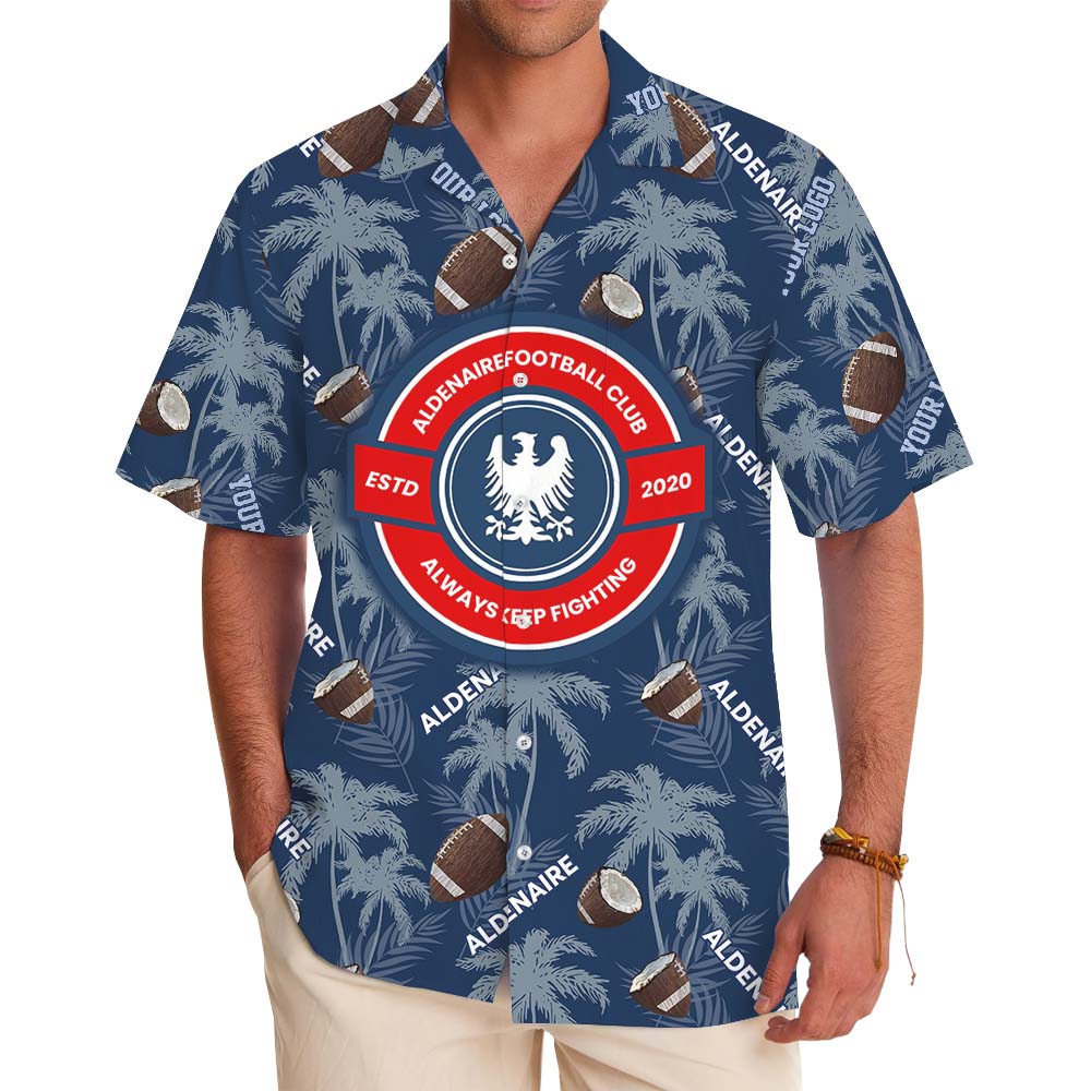 Custom Logo And Text Football Hawaiian Shirt With Preview - variant image 1