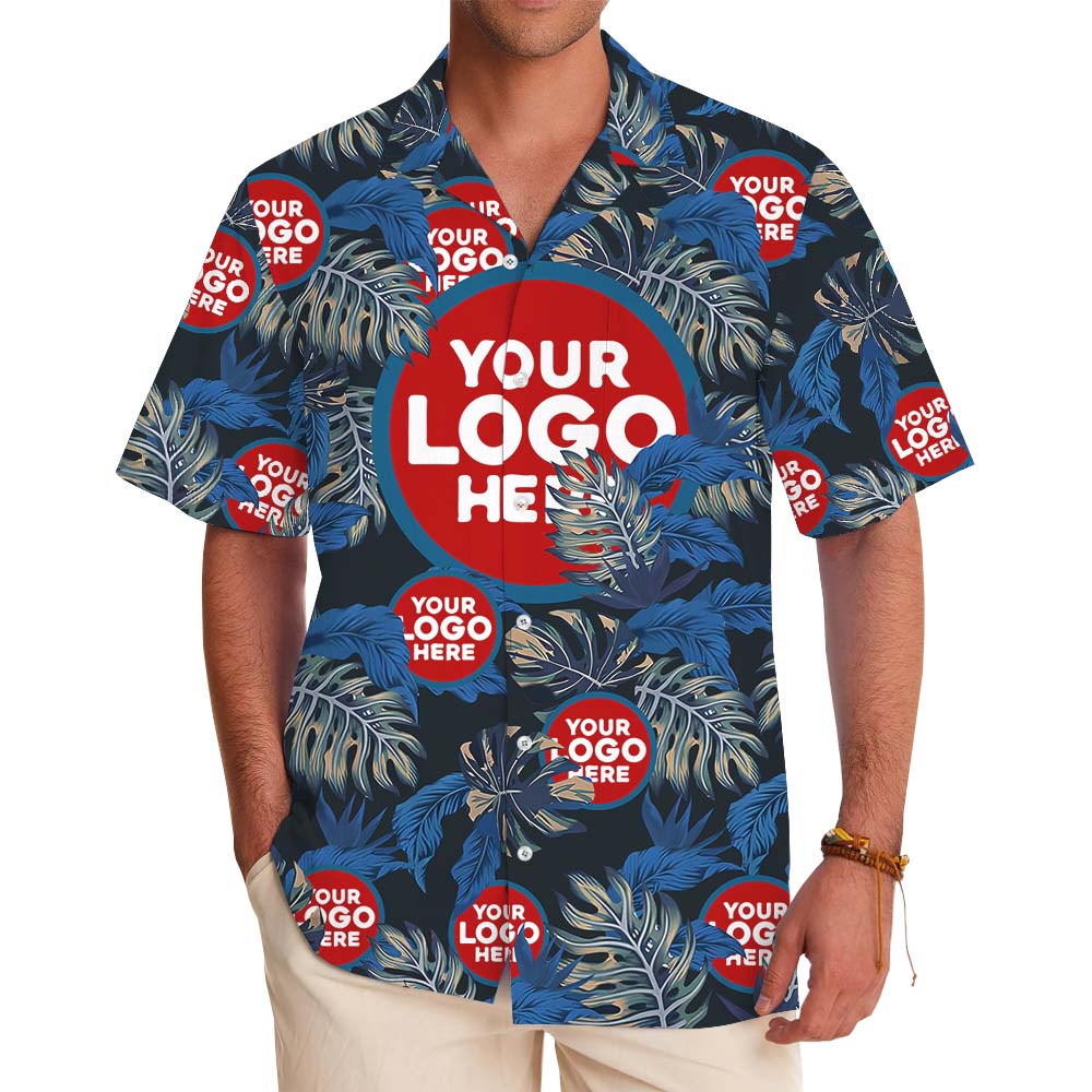 Tropical Leaves Hawaiian Shirts With Logo On Them - variant image 1