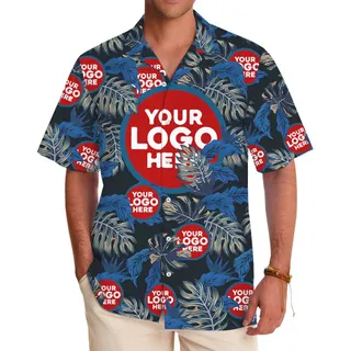Tropical Leaves Hawaiian Shirts With Logo On Them