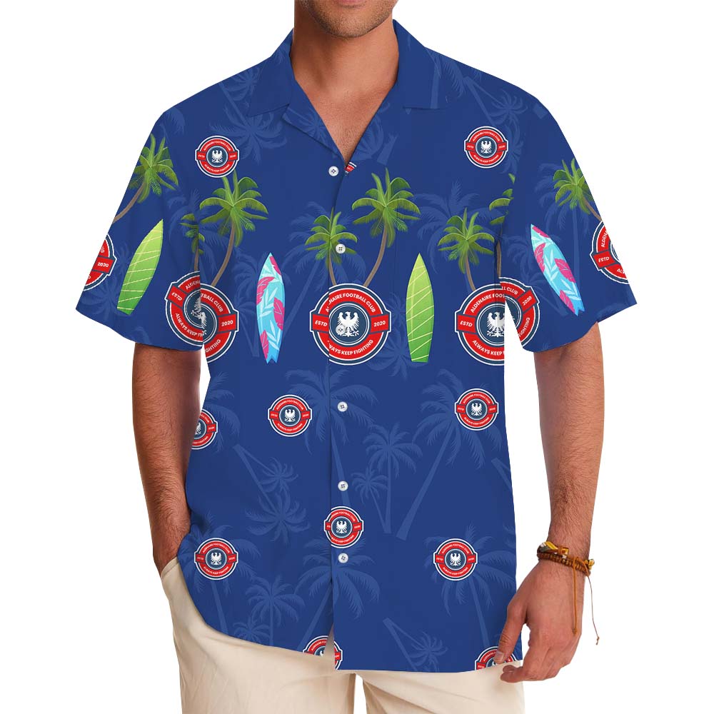 Surfing Navy Hawaiian Shirt With Custom Logo - variant image 1