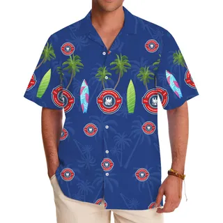 Surfing Navy Hawaiian Shirt With Custom Logo