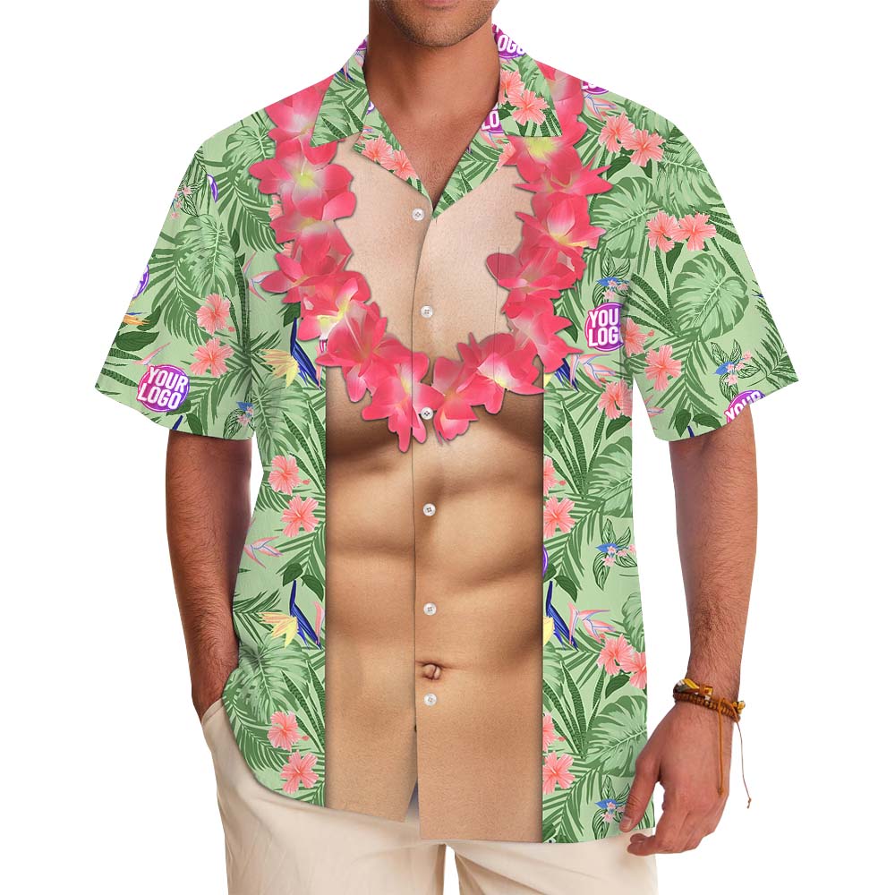 Aloha Abs Custom Logo Green Hawaiian Shirt - variant image 1