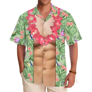 Aloha Abs Custom Logo Green Hawaiian Shirt