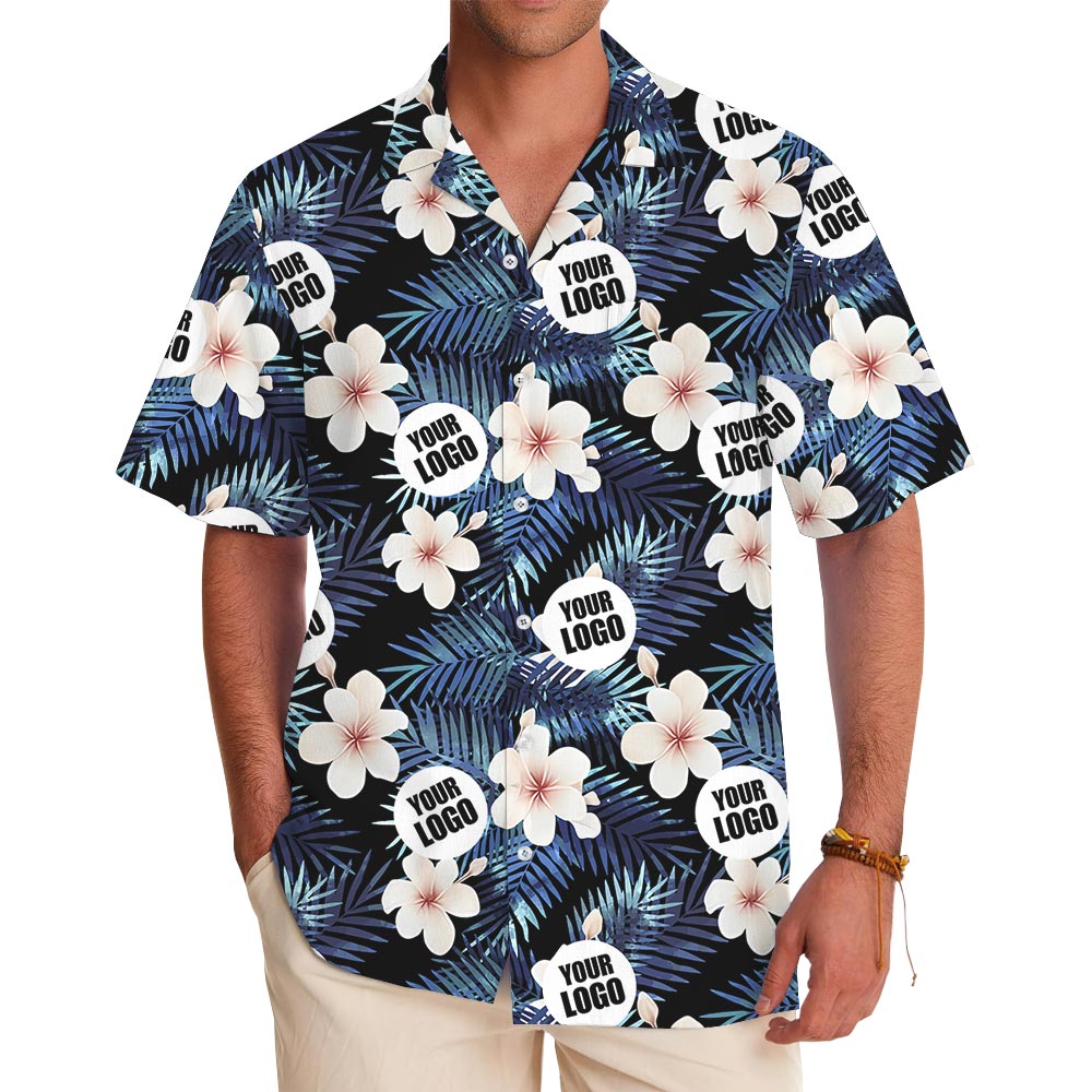 Custom Team Logo Plumeria Tropical Hawaiian Shirt - variant image 1