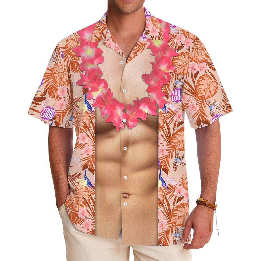 Funny Orange Hawaiian Shirt With Custom Logo - variant image 1