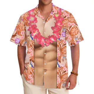 Funny Orange Hawaiian Shirt With Custom Logo