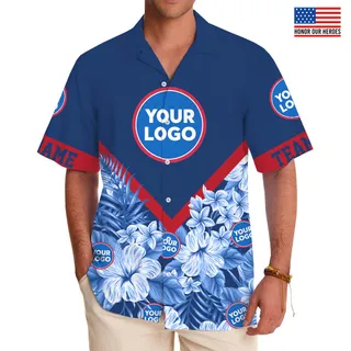 Custom Logo And Number Sport Hawaiian Shirt