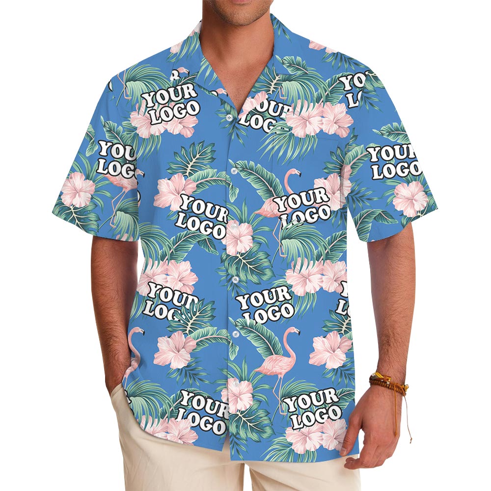 Custom Flamingo Blue Hawaiian Shirt With Logo No Minimum - variant image 1