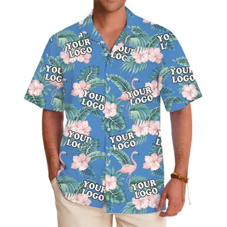Custom Flamingo Blue Hawaiian Shirt With Logo No Minimum