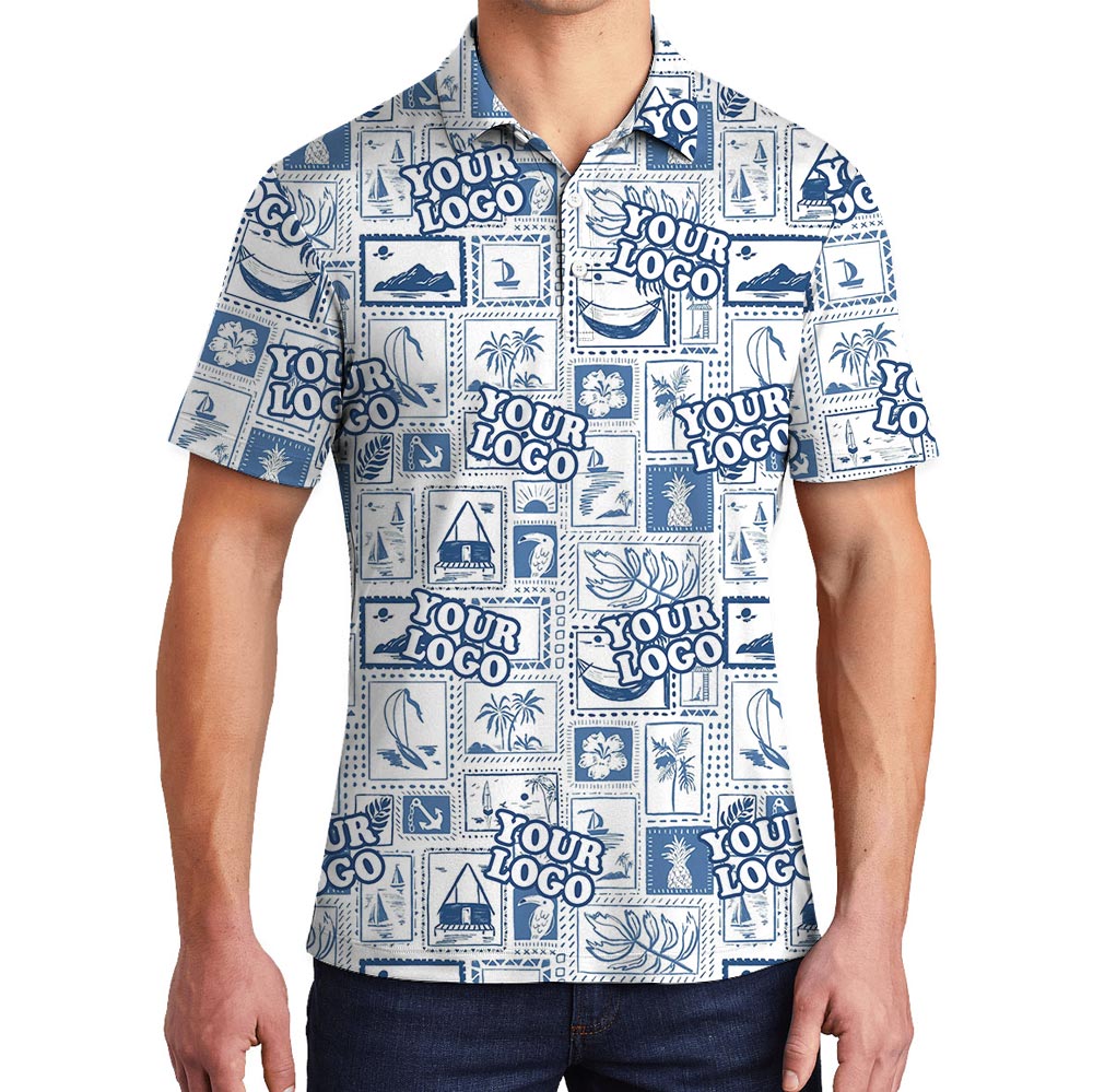 Custom Team Logo Hawaii Scenery Aloha Polo Shirt - variant image 1