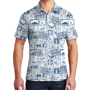 Custom Team Logo Hawaii Scenery Aloha Polo Shirt