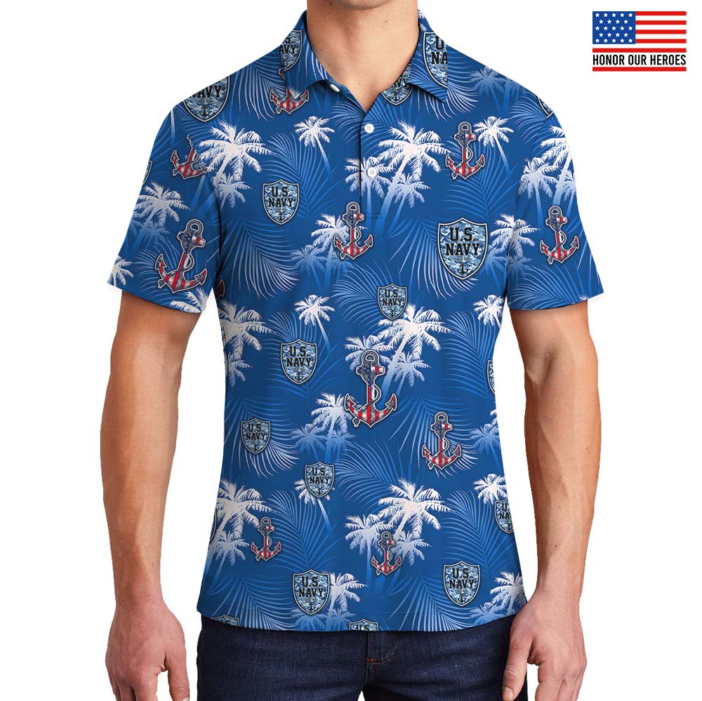 US Navy Beach Vibe Polo Shirt With Custom Logo - variant image 1