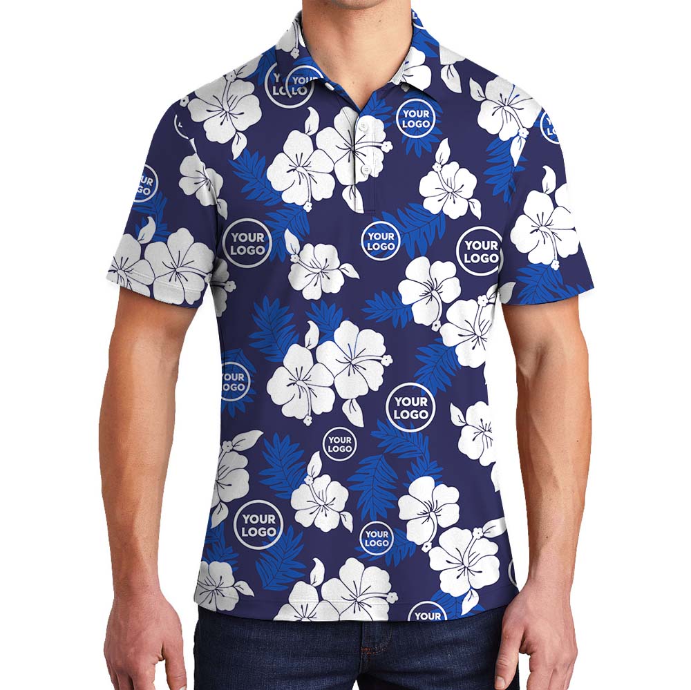 Custom Logo Navy Collared Polo Shirt With Preview - variant image 1