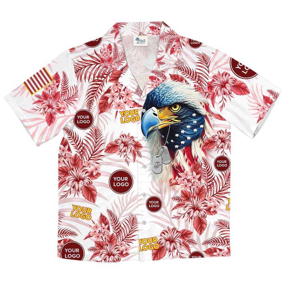American Eagle Marine Corps Hawaiian Shirt With Logo