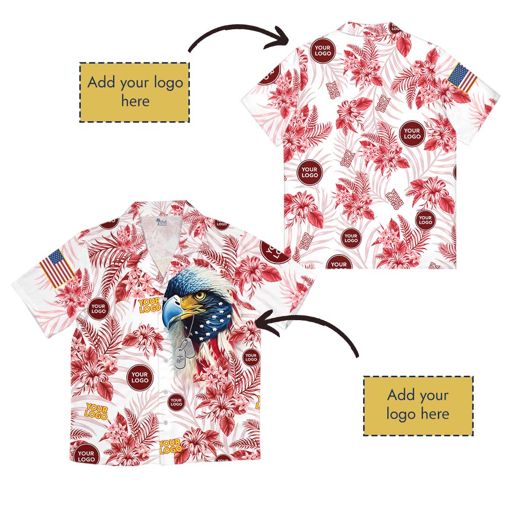 American Eagle Marine Corps Hawaiian Shirt With Logo