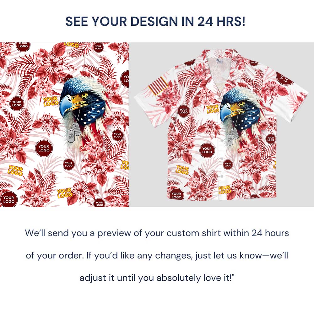 American Eagle Marine Corps Hawaiian Shirt With Logo