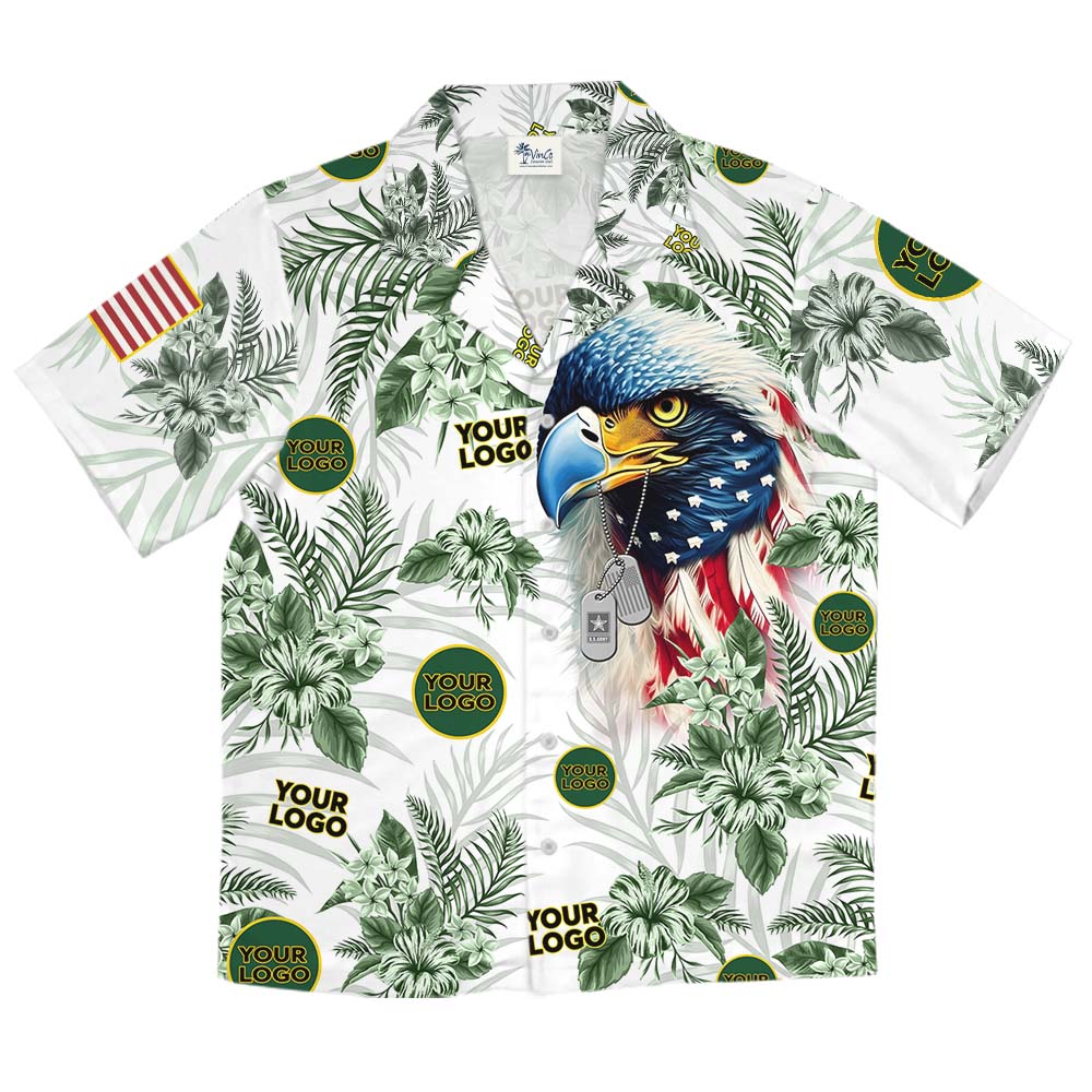 America Eagle Army Military Aloha Shirt With Custom Logo