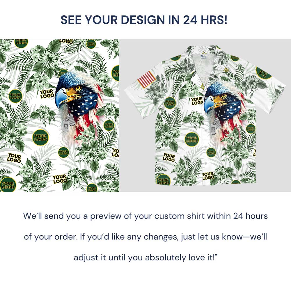 America Eagle Army Military Aloha Shirt With Custom Logo