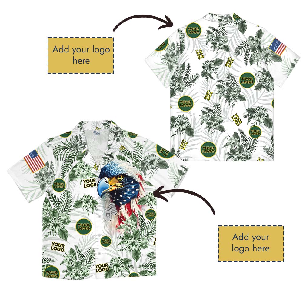 America Eagle Army Military Aloha Shirt With Custom Logo