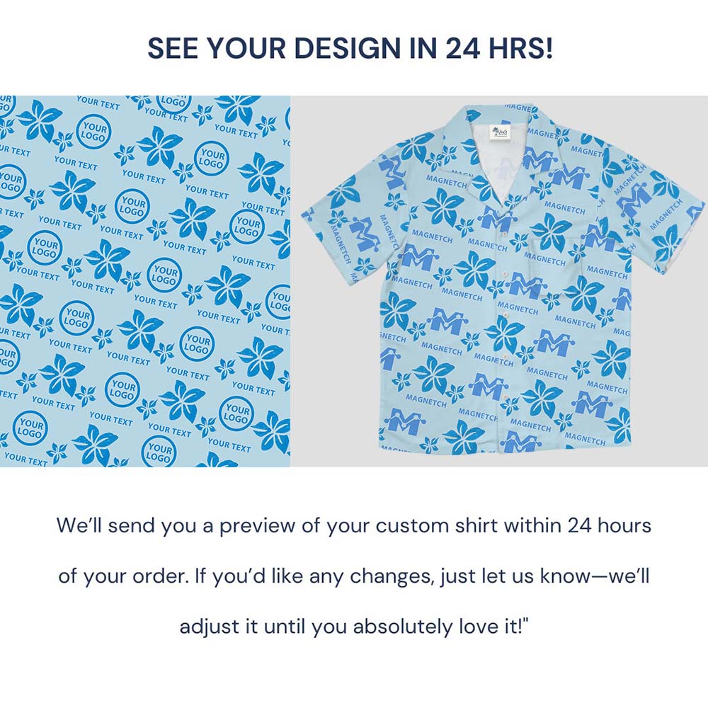 Simple Blue Floral Hawaiian Shirt With Custom Logo