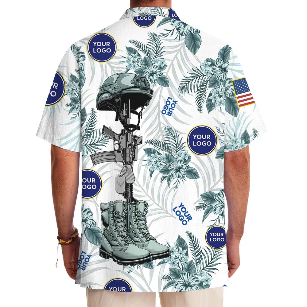 Custom Air Force Logo Button Up Shirt With Hibiscus Print