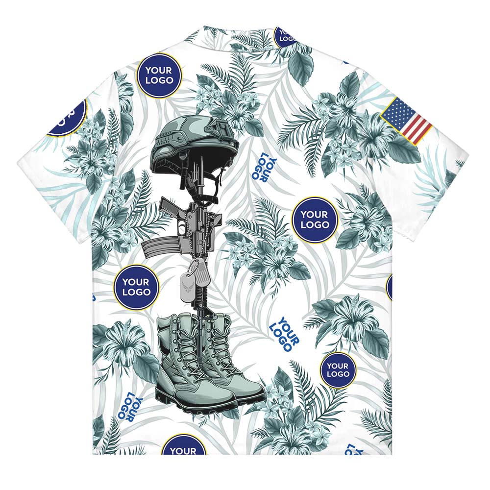 Custom Air Force Logo Button Up Shirt With Hibiscus Print