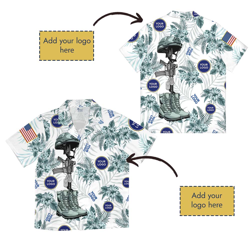 Custom Air Force Logo Button Up Shirt With Hibiscus Print
