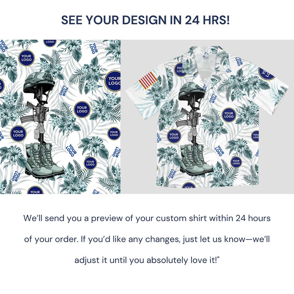 Custom Air Force Logo Button Up Shirt With Hibiscus Print