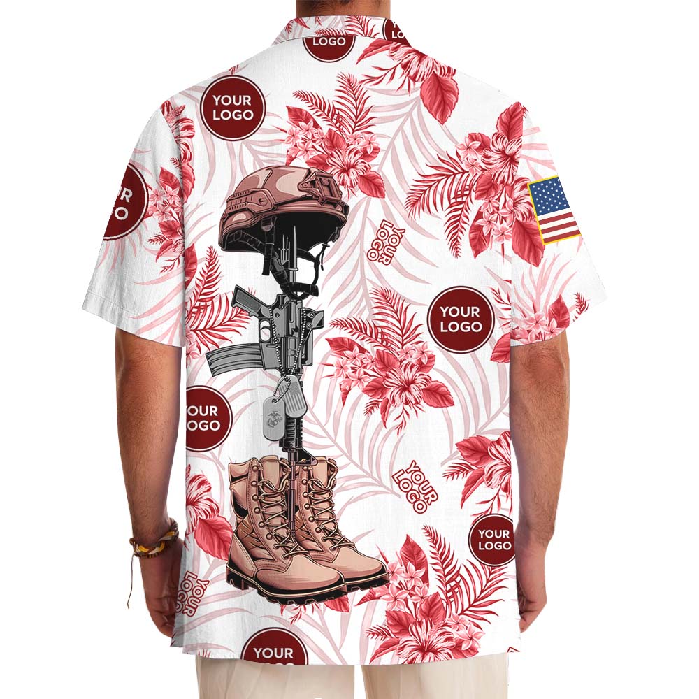 Custom Logo USMC Hawaiian Shirt With Preview