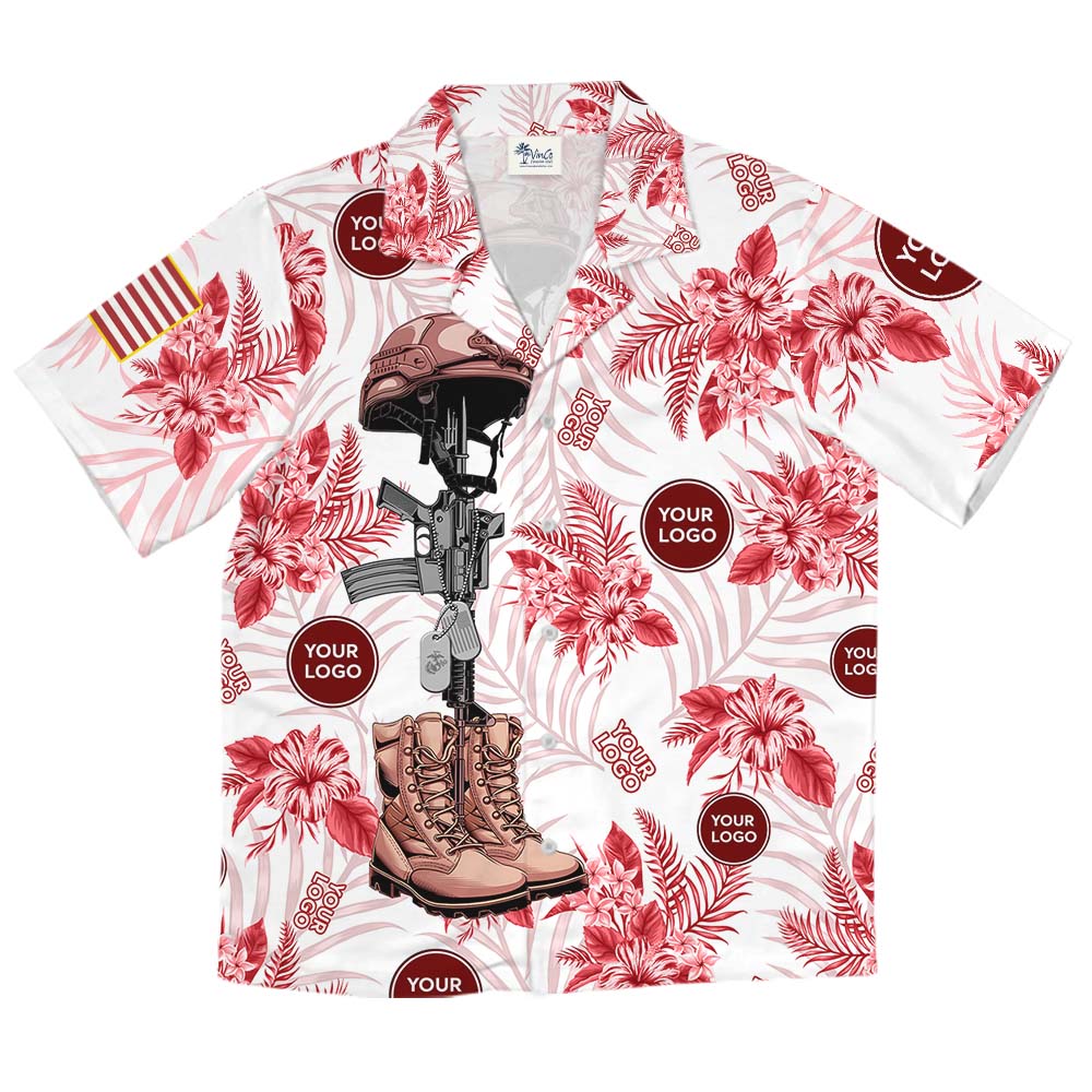 Custom Logo USMC Hawaiian Shirt With Preview